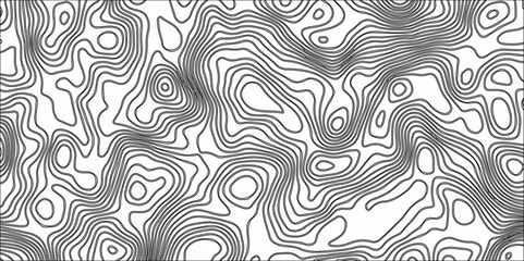 Fototapeta premium Abstract Black and White Line Contour Topography Pattern. Topographic Map wave curve lines banner background design. Paper Texture Imitation of a Geographical map shades . 