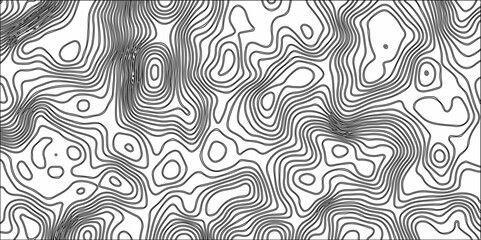 Abstract Black and White Line Contour Topography Pattern. Topographic Map wave curve lines banner background design. Paper Texture Imitation of a Geographical map shades .	