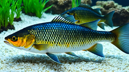 Fototapeta premium Species of fish commonly used in aquaponics systems, aquaponics gardening