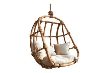 Wicker hanging chair isolated on transparent background