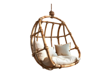 Wicker hanging chair isolated on transparent background