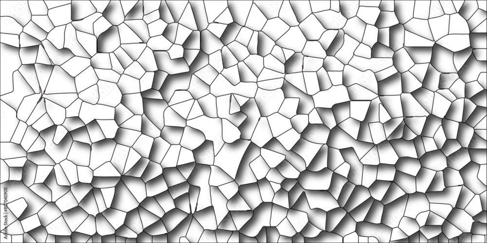 Poster multicolor broken stained glass background with black lines. 3d shapes geometric retro tiles pattern