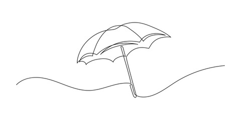 continuous line drawing of an umbrella on a white background. Minimalistic vector flat icon. Accessory for rain © Maryna