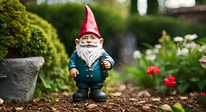 Gnome figure in the garden.	

