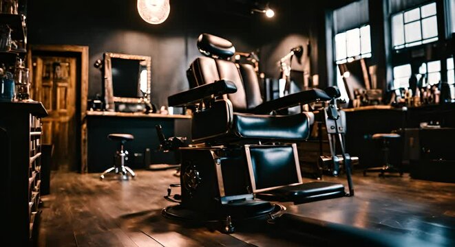 Interior of a tattoo studio.	
