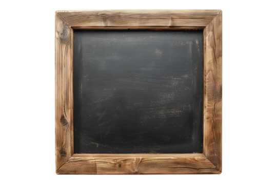Wooden frame chalkboard isolated on transparent background