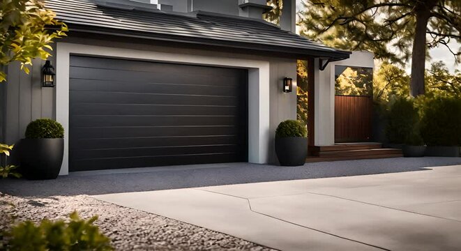 Garage door in a house.	
