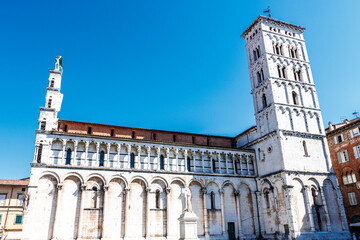 Facade of the cathedral in Lucca, Tuscany, Italy, Europe