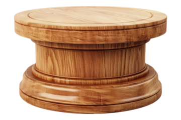 wooden podium for product advertising isolated on transparent background