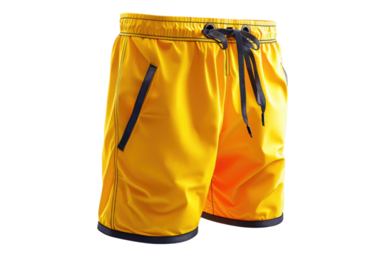 Yellow boys swim trunk isolated on transparent background