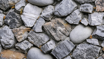 Photographs of different kinds of walls made of stones in different shades and arrangements