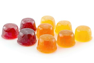 Colorful marmalade candies on white background