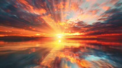 Obraz premium the shine of the sun with a beautiful blurred sunset generative ai