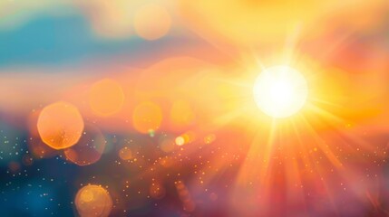 Obraz premium the shine of the sun with a beautiful blurred sunset generative ai