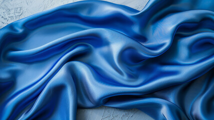 Obraz premium Satin blue fabric with waves