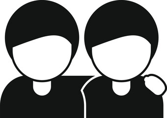 Friends support group icon simple vector. Social team. Help figure