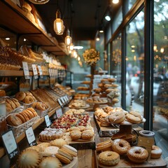 Artisan Bakery Shop Interior Defocused Blurred Background
