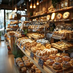 Artisan Bakery Shop Interior Defocused Blurred Background