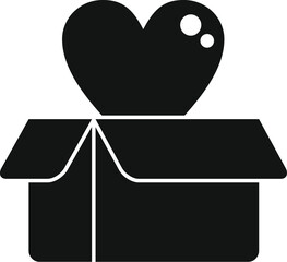 Donation heart box icon simple vector. Charity support. Social love share