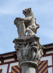 Löwenfigur im Innenhof des Schloss Kyburg, Kanton Zürich, Schweiz