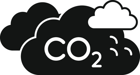 CO2 clouds icon simple vector. Smog reduction. Gas exhaust dioxide
