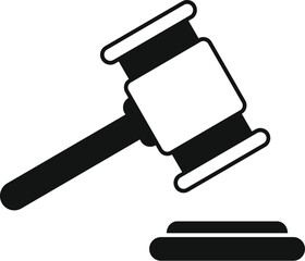 Wooden gavel icon simple vector. Hammer decision. Legal guilt sign