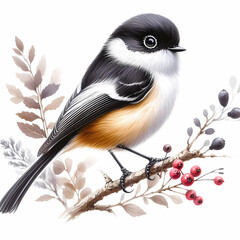 watercolor painting of a beautiful small backyard bird
