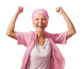 Happy Cancer Patient Isolated on Transparent Background
