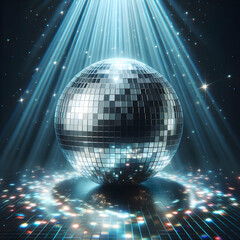 disco ball with lights light, nightclub, discoball, reflection,Ai generated 