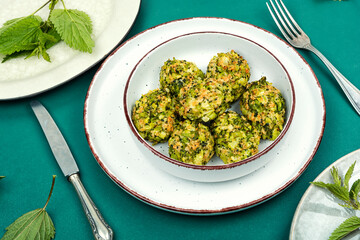 Vegan green nettle cutlets.