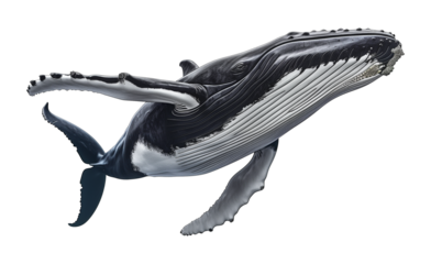Whale Swimming Isolated on Transparent Background
