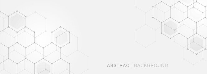 Fototapeta premium Light abstract vector technology background with hexagons. Chemical background, technology, network.