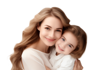 Mother and Daughter Love for Mother's Day Isolated on Transparent Background
