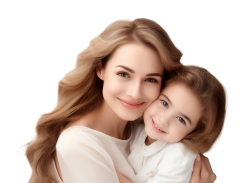 Mother and Daughter Love for Mother's Day Isolated on Transparent Background