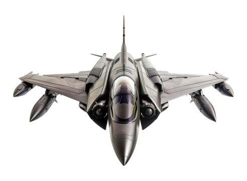 Fighter Jet Front View Isolated on Transparent Background

