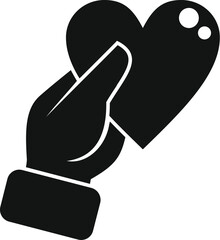 Hand give heart icon simple vector. Help love. Giving support care