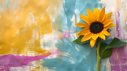 Sunlit Sunflower: Bold Floral Art with Abstract Pastel Background