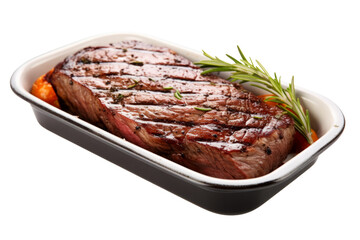 Fototapeta premium grilled steak in dish isolated on white
