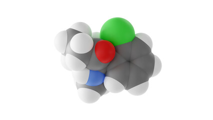 ketamine molecule, dissociative anesthetic, molecular structure, isolated 3d model van der Waals