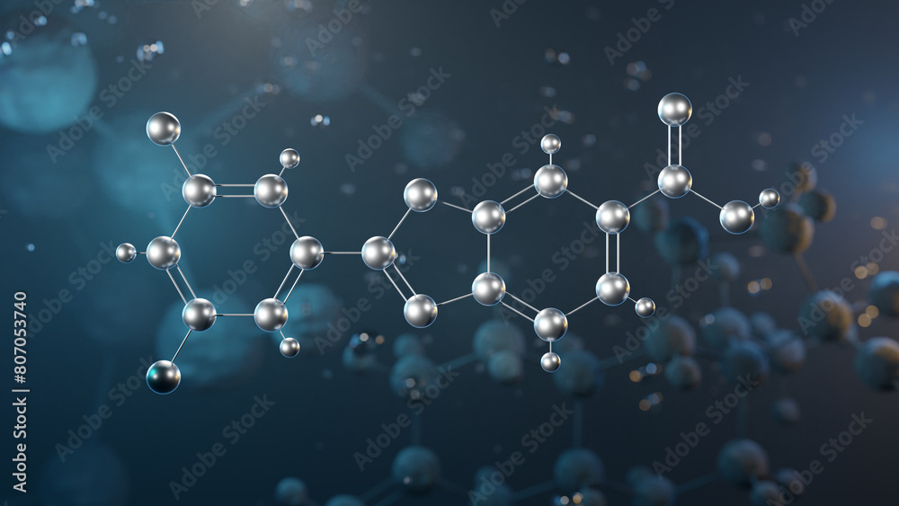 Poster tafamidis molecular structure, 3d model molecule, miscellaneous therapeutic agents, structural chemical formula view from a microscope