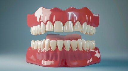 Obraz premium A detailed 3D model of human teeth and gums, highlighting dental health and anatomy with high precision.