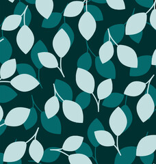Leaf design print. Fashionable summer pattern for cloth, textile with green leaves. Colored print illustration