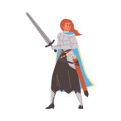 Valiant knight with sword vector illustration