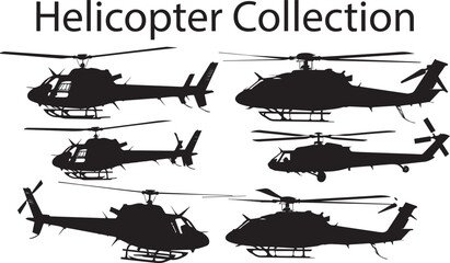 Helicopter   Dark Silhouette Shapes Vector Set