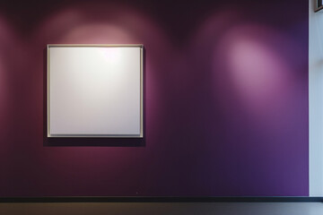 the gallery's side view showcases a single, magnificent frame against a wall of Deep Plum exhibit exhibit