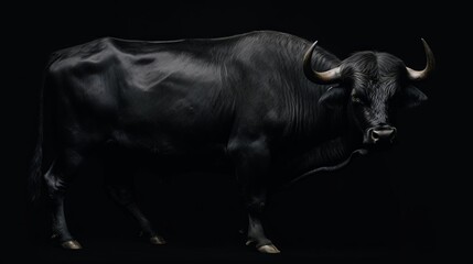 Black bull on a black background.