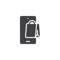 Smartphone and shopping bag vector icon