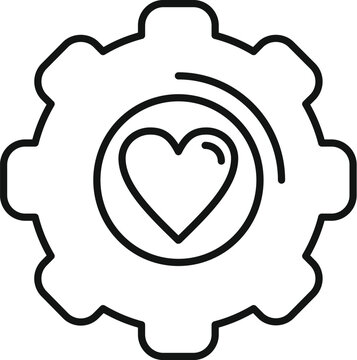 recommend clip art: Gear cog love heart icon outline vector. Machine industry. Passion cogwheel