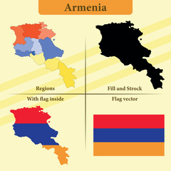 political map vector states and lines and full with vector flag and flag map