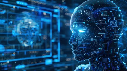 Artificial Intelligence And Automated Machine Learning Are Depicted In A Blue Digital User Interface, Background HD For Designer        